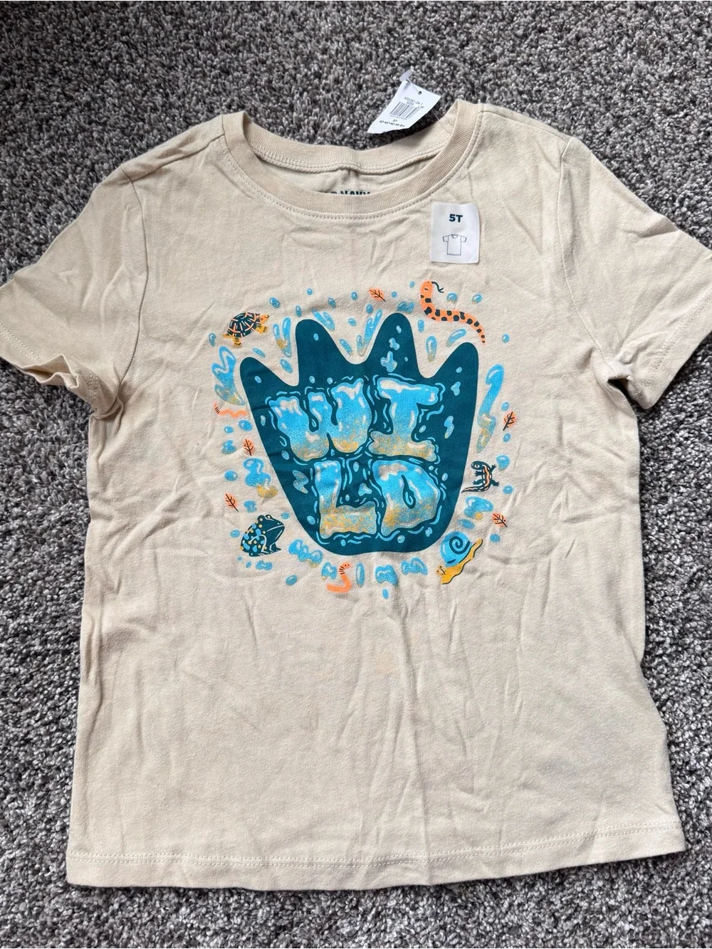 Kids' Beige Graphic Wild Short Sleeve Tee